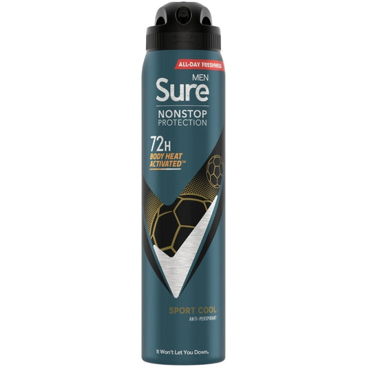 Sure Men Nonstop Protection 72h Sport Cool Anti-Perspirant Deodorant Spray 250ml