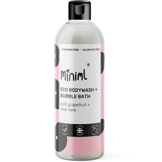 Miniml Eco-Friendly Body Wash & Bubble Bath Pink Grapefruit + Aloe Vera 500ml Flip Lid