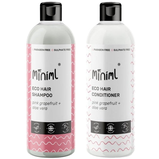 Miniml Eco-Friendly Hair Shampoo & Conditioner Grapefruit + Aloe Vera Flip Lid Twin 2 x 500ml