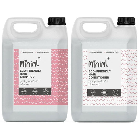 Miniml Eco-Friendly Pink Grapefruit + Aloe Vera Hair Shampoo & Conditioner Twin 2 x 5000ml