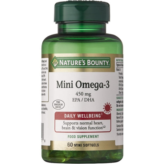 Nature's Bounty Mini Omega-3 450mg EPA/DHA 60 Mini Softgels