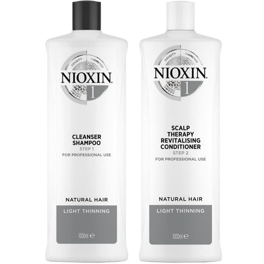 Nioxin System 1 Shampoo & Conditioner Twin for Natural Hair with Light Thinning 2 x 1000ml