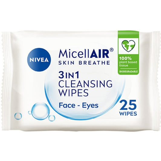 Nivea MicellAIR Biodergrable 3 In 1 Micellar Cleansing Wipes Pack of 25