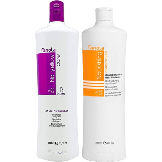 Fanola No Yellow Shampoo & Nourishing Restructuring Conditioner Twin 2 x 1000ml