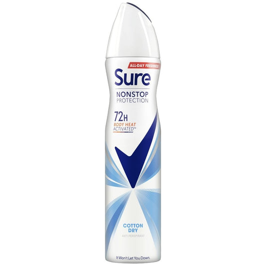 Sure Nonstop Protection 72h Cotton Dry Anti-Perspirant Deodorant Spray 250ml