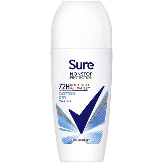 Sure Nonstop Protection 72h Cotton Dry Anti-Perspirant Roll On Deodorant 50ml