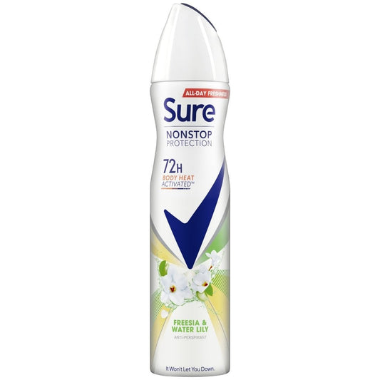 Sure Nonstop Protection 72h Freesia & Water Lily Anti-Perspirant Deodorant Spray 250ml