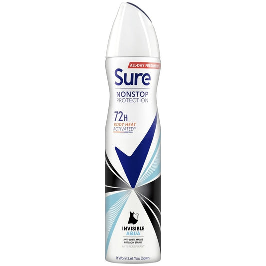 Sure Nonstop Protection 72h Invisible Aqua Anti-Perspirant Deodorant Spray 250ml