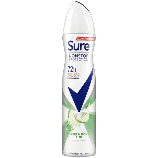 Sure Nonstop Protection 72h Pure Melon Aloe Anti-Perspirant Deodorant Spray 250ml