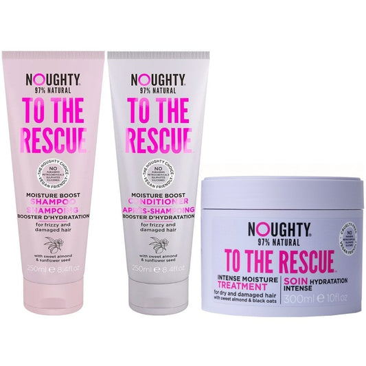 Noughty To The Rescue Moisture Boost Shampoo 250ml, Conditioner 250ml & Treatment 300ml Trio