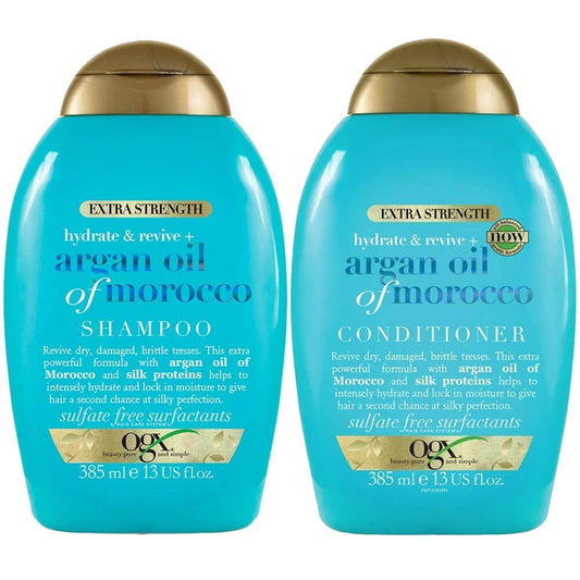 OGX Hydrate & Revive+ Argan Oil of Morocco Extra Strength Shampoo & Conditioner Twin 2 x 385ml