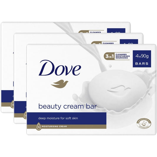 Dove Original Beauty Cream Soap Bar for Face & Body Multipack 12 x 90g