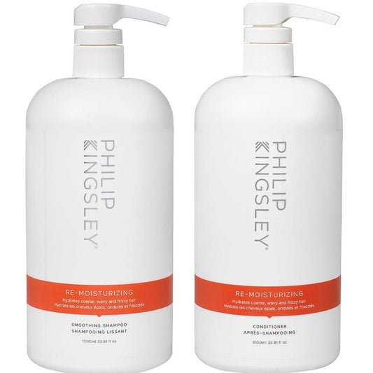 Philip Kingsley Re-Moisturising Smoothing Shampoo & Conditioner Twin 2 x 1000ml