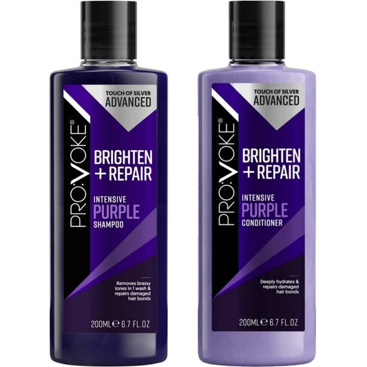 PROVOKE Touch Of Silver Advanced Brighten & Repair Intensive Purple Shampoo & Conditioner Twin 2 x 200ml