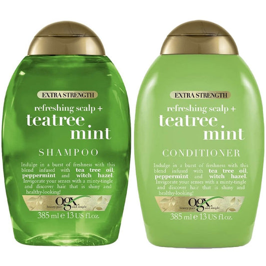 OGX Refreshing Scalp+ Tea Tree Mint Extra Strength Scalp Shampoo & Conditioner Twin 2 x 385ml