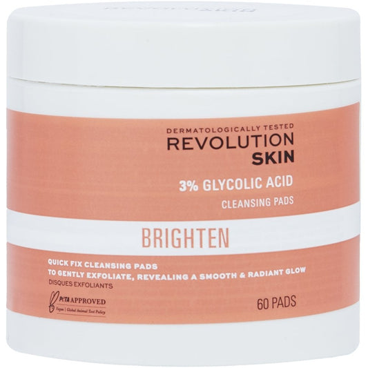 Revolution Skincare 3% Glycolic Acid Brighten Quick Fix Pads x60