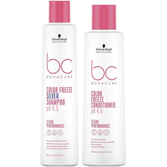 Schwarzkopf Professional BC Bonacure Clean pH 4.5 Colour Freeze Silver Shampoo 250ml & Colour Freeze Conditioner 200ml Twin