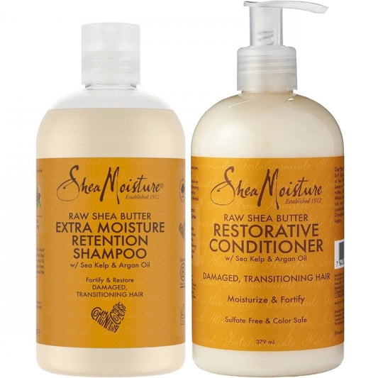 Shea Moisture Raw Shea Butter Extra-Moisture Retention Shampoo & Conditioner Twin 2 x 384ml