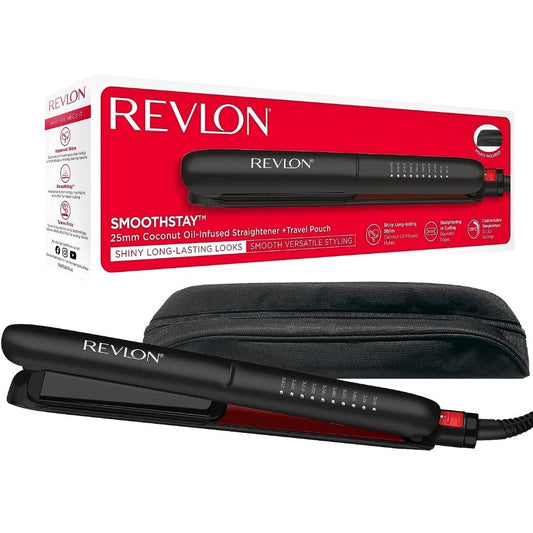 Revlon Pro Collection SmoothStay 25mm Coconut Oil-Infused Straightener & Travel Pouch