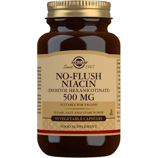 Solgar No-Flush Niacin Vegetable Capsules 500mg 50 Capsules