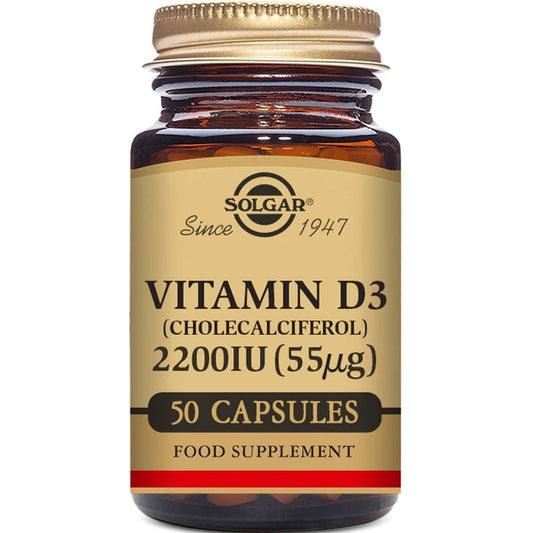 Solgar Vitamin D3 Cholecalciferol 2200 IU 55 µg 50 Vegetable Capsules