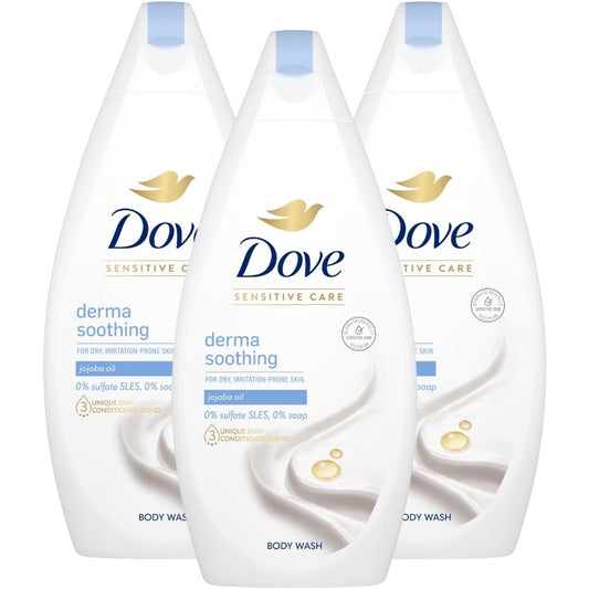 Dove Soothing Care Soap Free Body Wash Shower Gel Trio 3 x 450ml