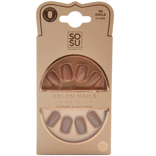 SOSU Cosmetics Salon Nails in Seconds Extreme Gloss Finish Faux Nails Mocha Latte 30x