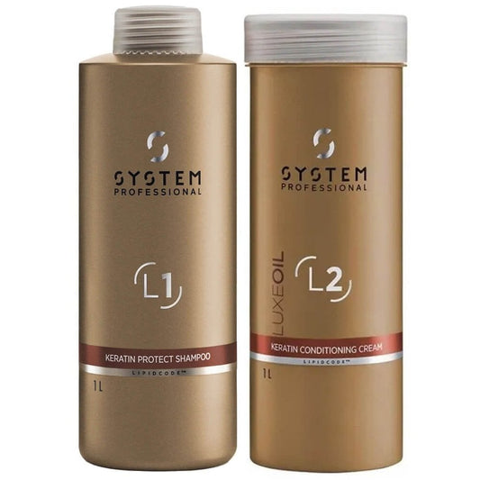 System Professional Luxe Oil Keratin Protect Shampoo & Conditioner Twin 2 x 1000ml