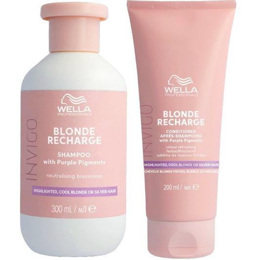 Wella Professionals Invigo Blonde Recharge Colour Refreshing Shampoo 300ml & Cool Conditioner 200ml Twin