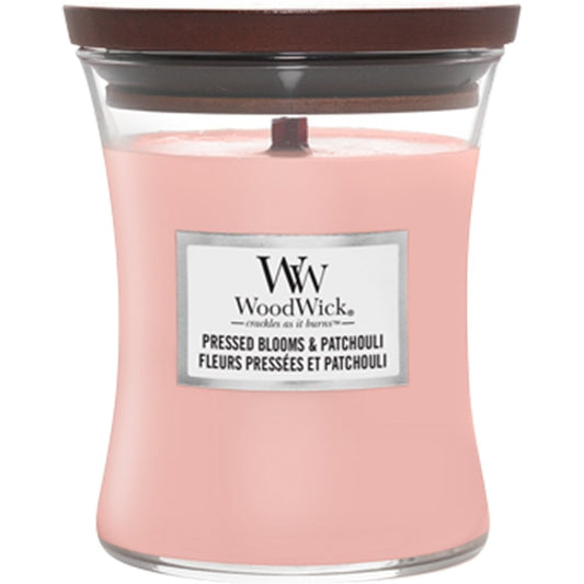 WoodWick Pressed Blooms & Patchouli Medium Hourglass Jar Candle