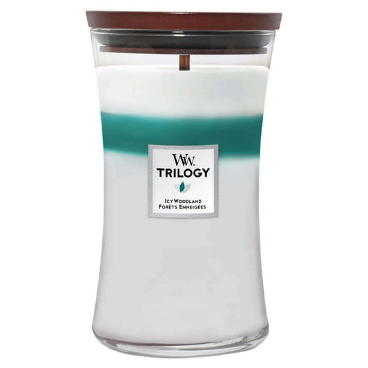 WoodWick Trilogy Icy Woodland Large Hourglass Jar Candle