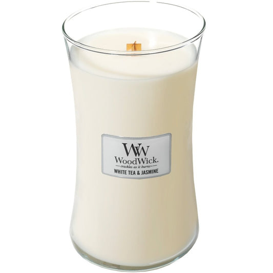 WoodWick White Tea & Jasmine Large Hourglass Jar Candle