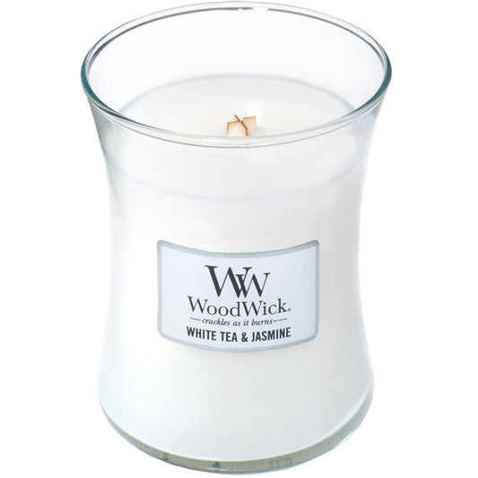 WoodWick White Tea & Jasmine Medium Hourglass Jar Candle