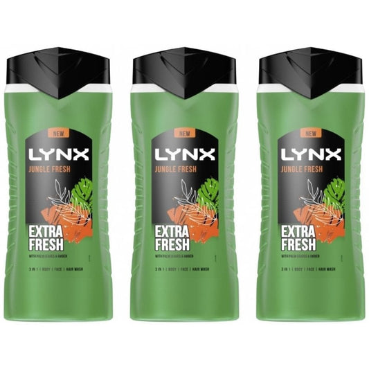 Lynx XXL 3 In 1 Jungle Fresh Shower Gel Trio 3 x 500ml