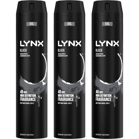 Lynx XXL Black Deodorant Body Spray Trio 3 x 250ml