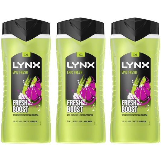 Lynx XXL 3 In 1 Epic Fresh Shower Gel Trio 3 x 500ml