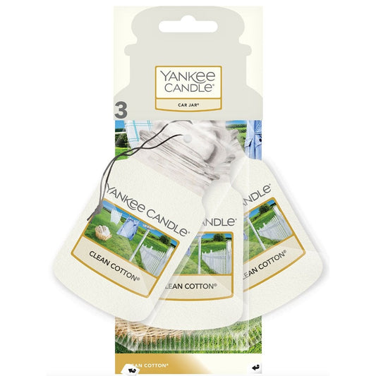 Yankee Candle Clean Cotton Car Jar Air Freshener Pack of 3