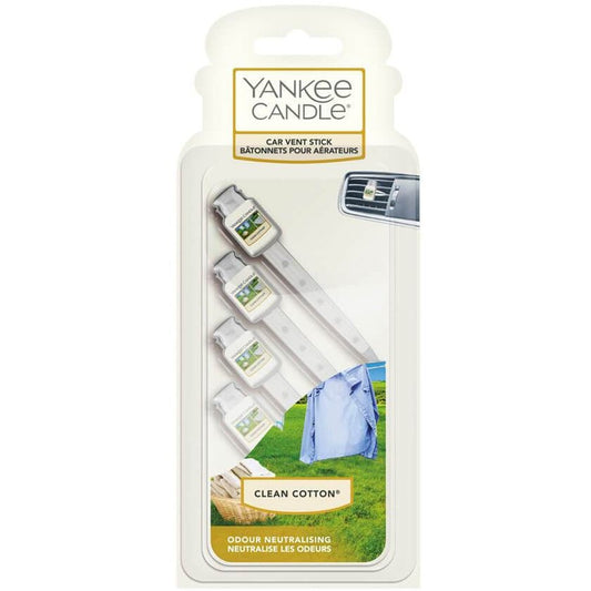 Yankee Candle Clean Cotton Car Vent Stick Air Freshener Pack of 4